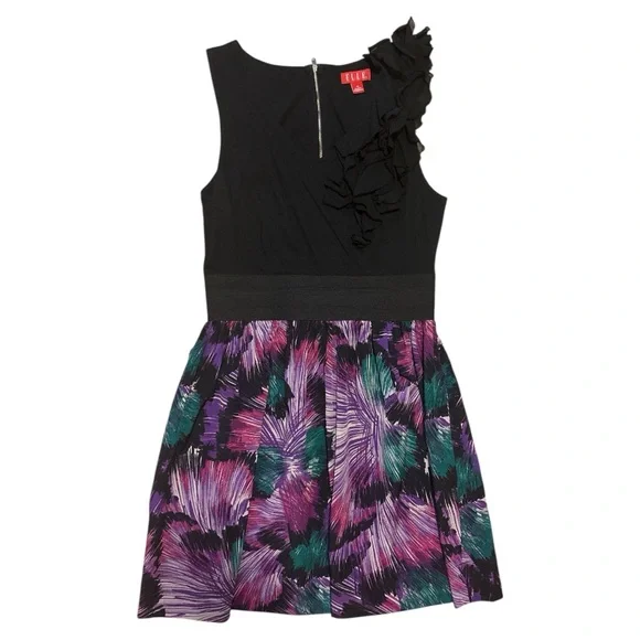 Elle | Dresses | Elle Black And Purple Fit And Flare Cocktail Dress |  Poshmark